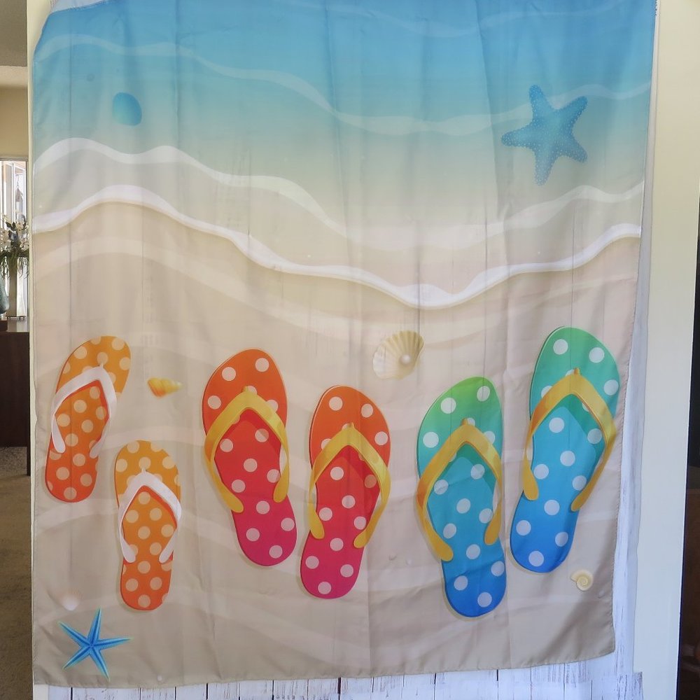 Shower Curtain Flip Flops Summer Photo Backdrop....126